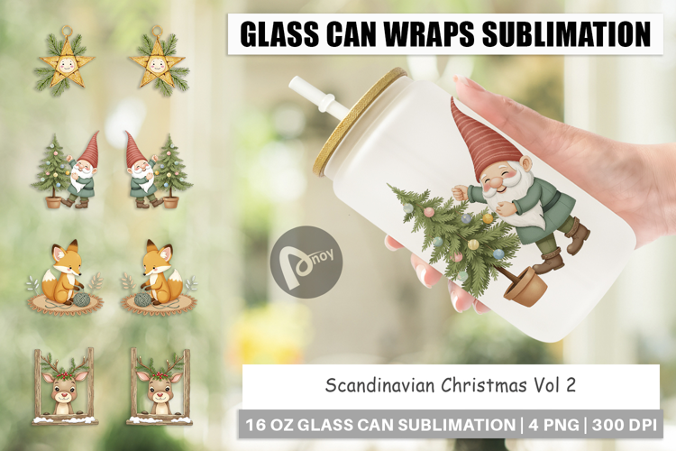 Glass Can Scandinavian Christmas