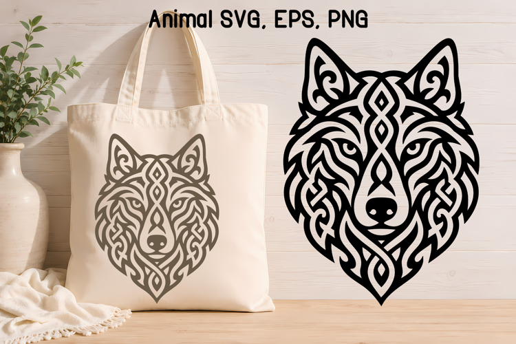 Symbolic Tribal Wolf SVG Design | Wolf Head SVG