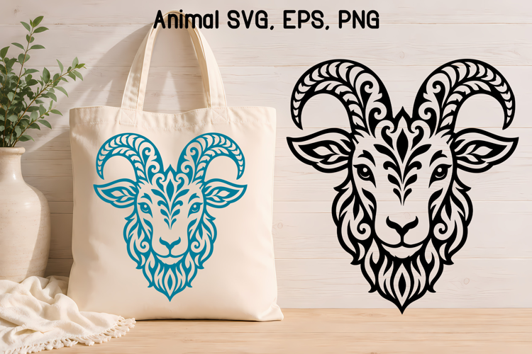 Scandinavian Ornament SVG Design | Goat SVG Farm Design