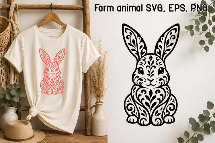 Scandinavian Ornament SVG Design | Bunny SVG Farm Design