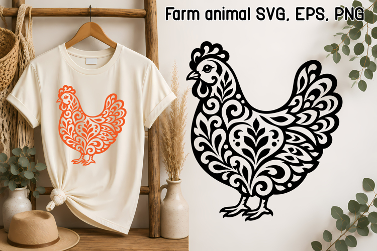 Scandinavian Ornament SVG Design | Hen SVG Farm Design