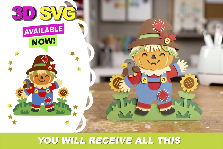 Pumpkin Scarecrow 3D SVG