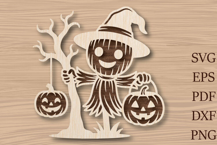 Scarecrow Pumpkin Laser Cut SVG example image 1