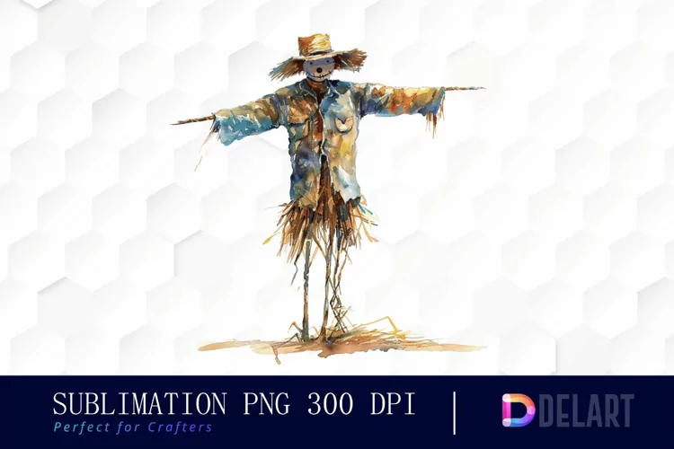 Scarecrow Straw Watercolor Clipart PNG