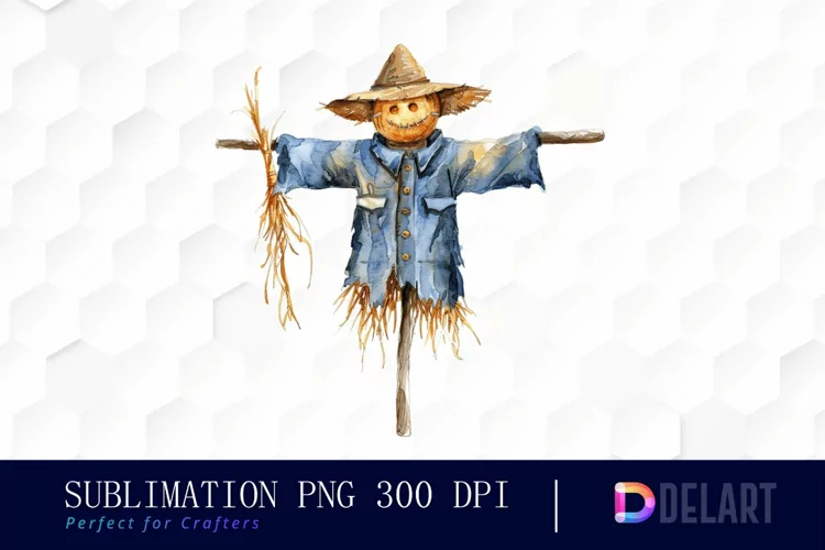 Scarecrow Straw Watercolor Clipart PNG