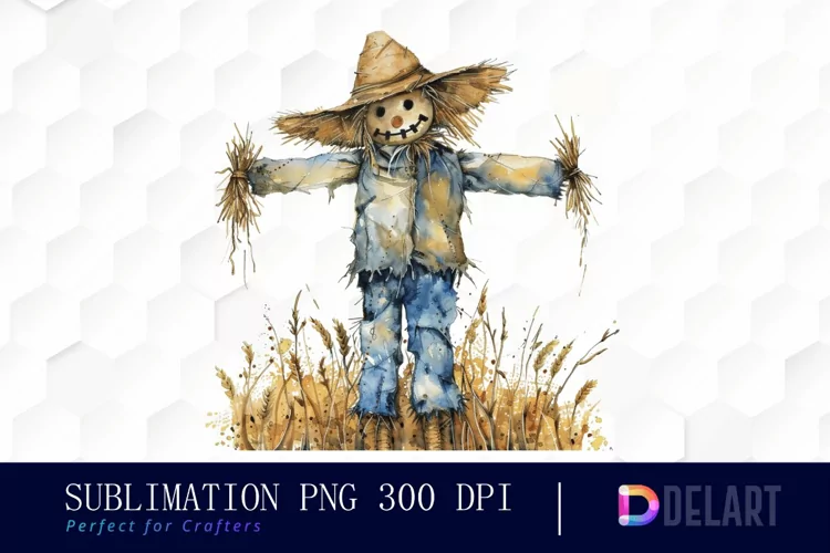 Scarecrow Straw Watercolor Clipart PNG