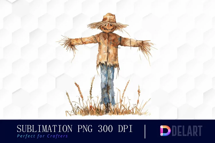 Scarecrow Straw Watercolor Clipart PNG