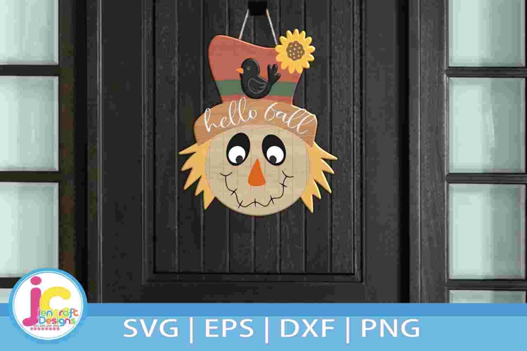 Hello Fall Scarecrow Face Porch sign svg Laser Glowforge