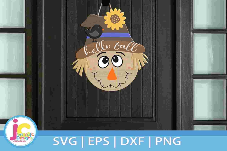 Hello Fall Sign Scarecrow Face Porch svg Laser Glowforge