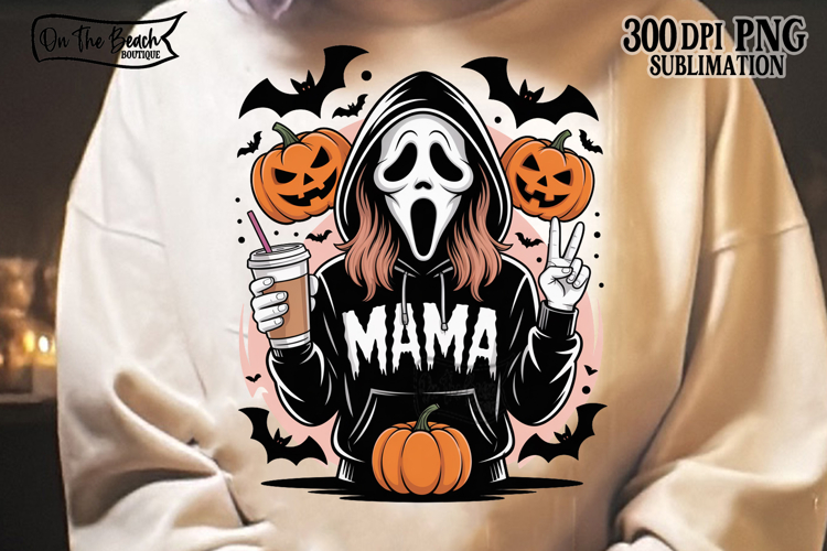 Spooky Mama Ghost PNG Halloween Coffee Lover Spooky Season
