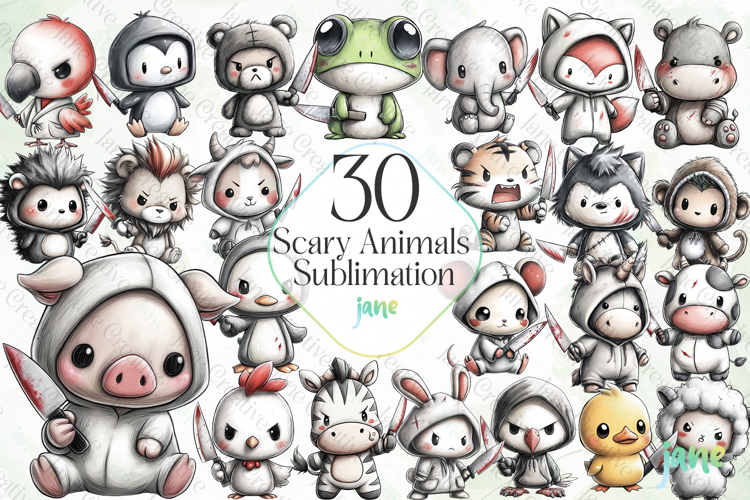 Scary Animals Sublimation PNG