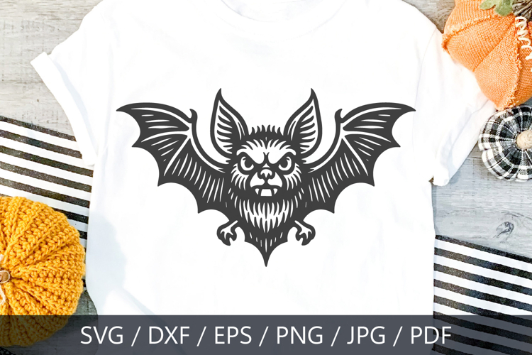 Scary Bat with Fangs Halloween SVG Cut File