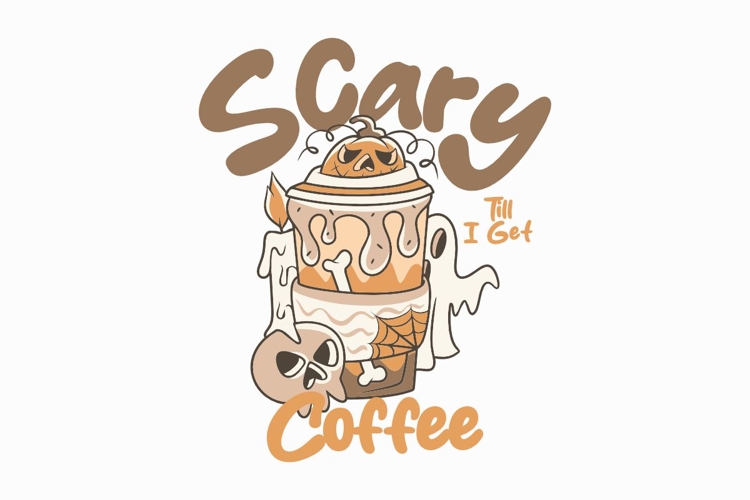 Scary Till I Get Coffee T-shirt Design