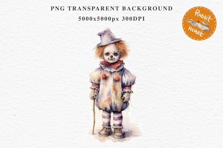 Scary Clown Creepy Spooky Halloween Clipart PNG Scrapbooking