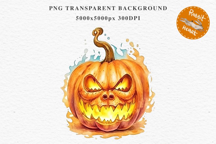 Scary Halloween Pumpkin Face Spooky Clipart PNG Scrapbooking Art Tale Image Watercolor Transparent Print illustration sublimation creepy printable digital watercolor scary halloween Pumpkin face, car clipart, sublimation nursery, fall autumn