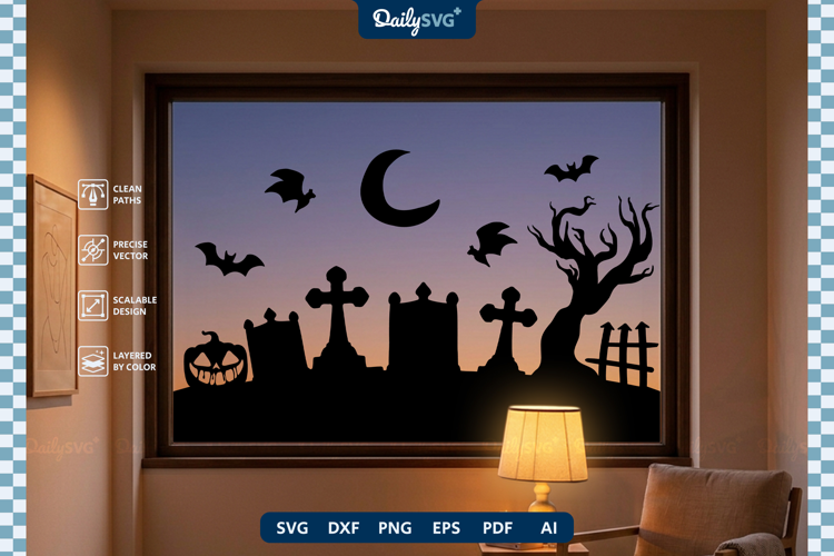 Halloween Graveyard Decal SVG Spooky Cut File