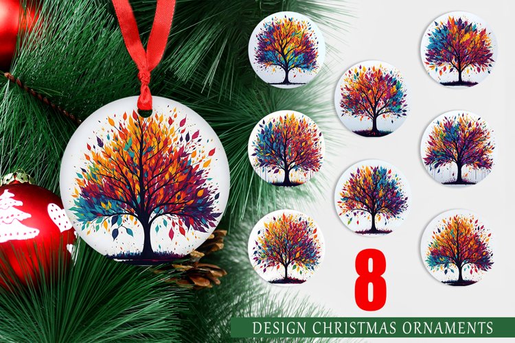 Christmas Ornaments Scattered Tree Leaves