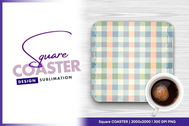 Pastel plaid pattern square coaster png design