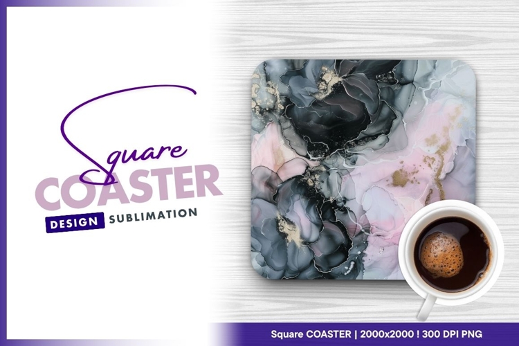 Abstract marble square coaster png design