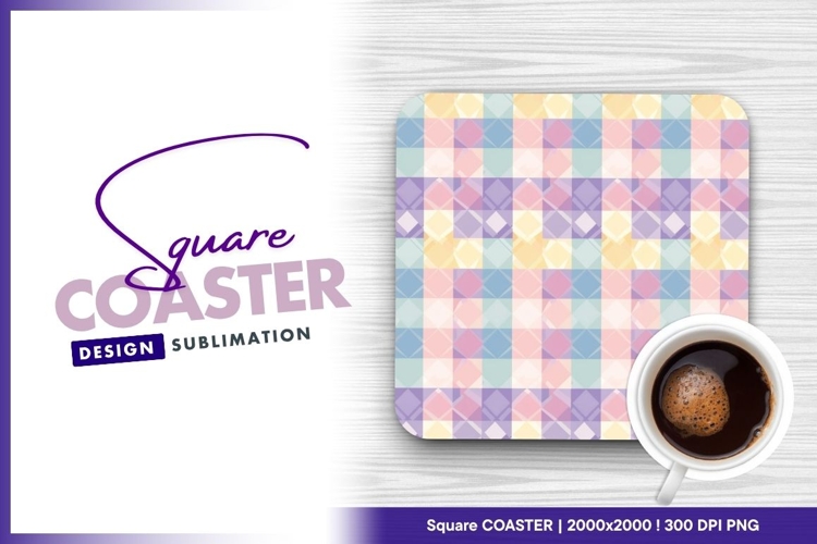 Pastel checkered pattern square coaster png design