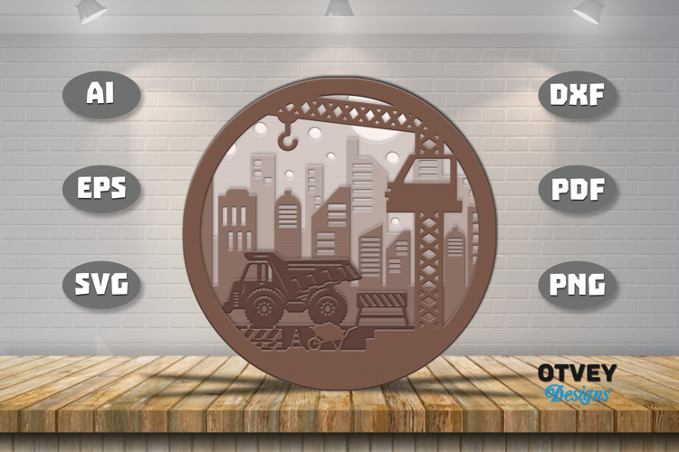 Construction Scene Layered Lasercut