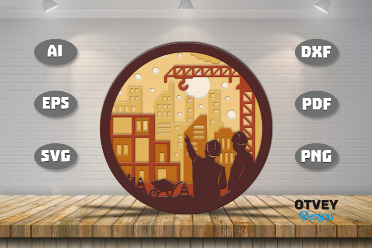 Construction Scene Layered Lasercut