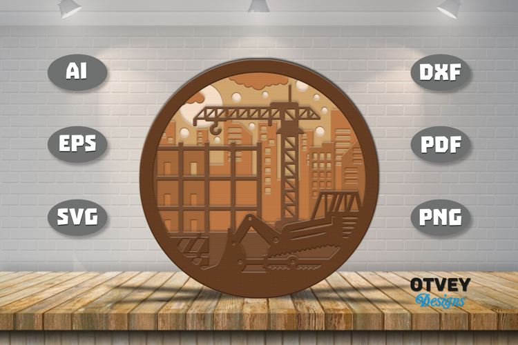 Construction Scene Layered Lasercut