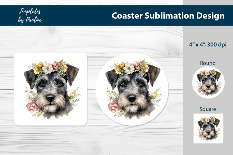 Schnauzer Coaster Sublimation, Dog Breed Keychain