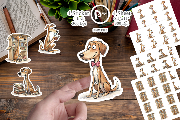 Scholarly Canine Dog Sticker