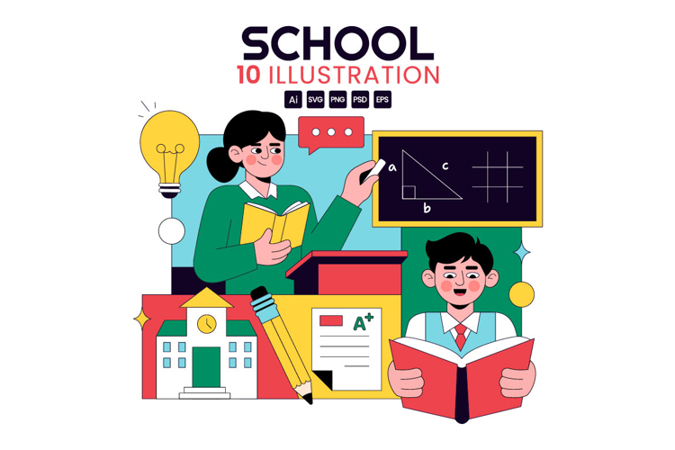 10 School Vector Illustration