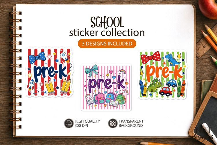 Cute Pre-K School Stickers preschool children
