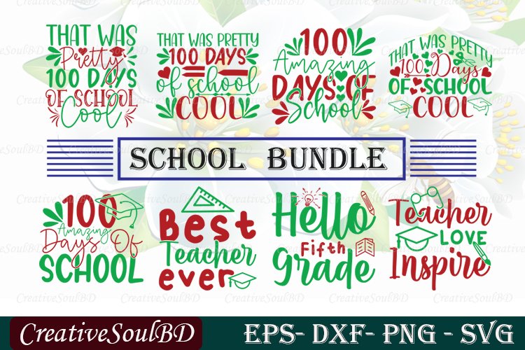 School SVG Bundle Cut File, 100days Yall Svg, Back To School example image 1