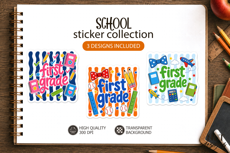 First Grade School Stickers classroom children