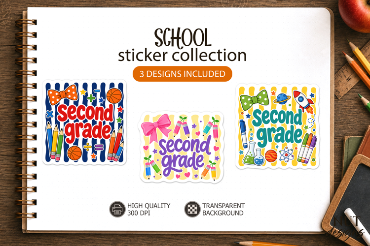 Colorful Second Grade Stickers classroom children