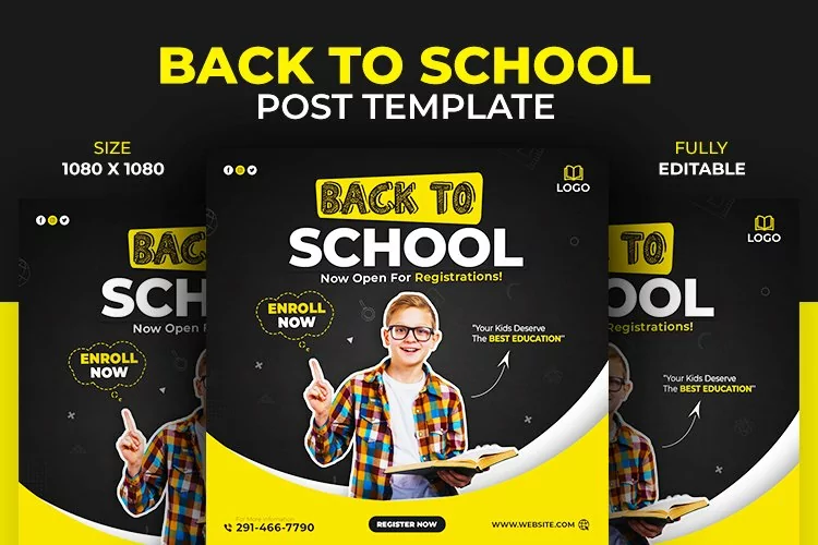 School Admission & Back to School Social Media Post Template