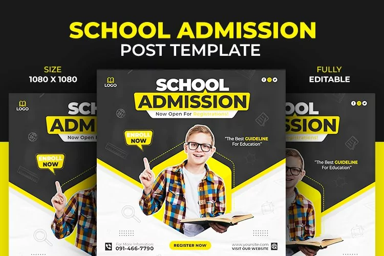 School Admission Social Media Instagram and Facebook Design