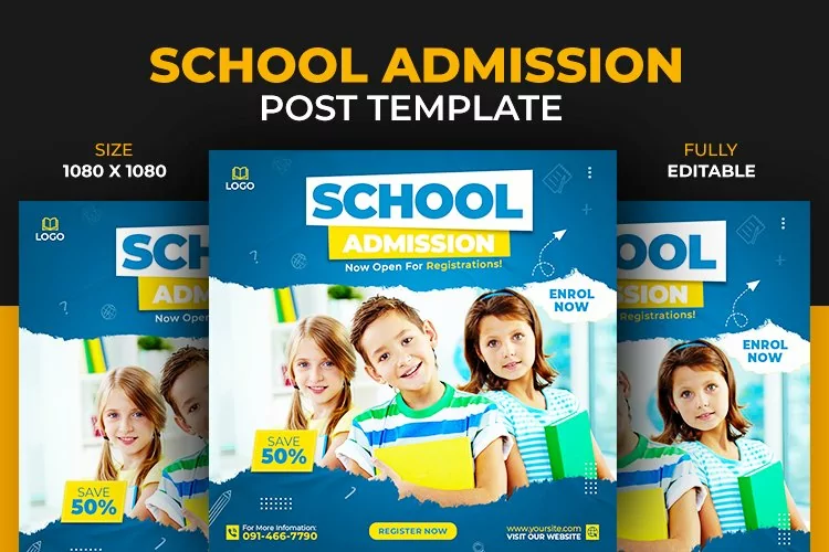 School Admission Social Media Instagram Post Design Template
