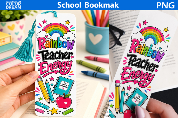 Rainbow Teacher Energy | Teacher Bookmark Printable