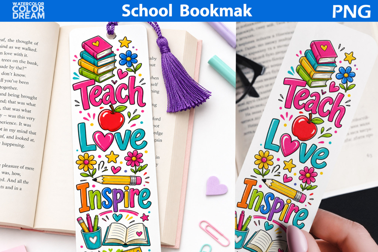 Teach Love Inspire | School Bookmark Sublimation