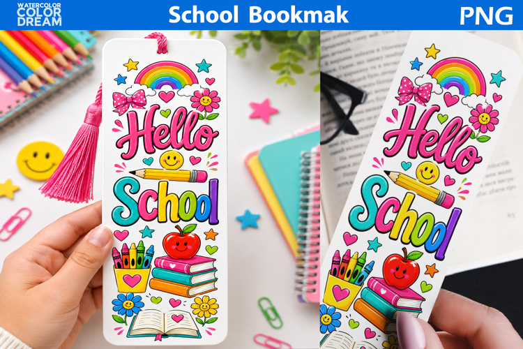 Colorful Hello School Bookmark | Back to School Printable