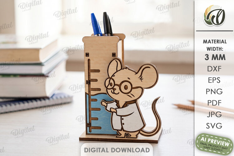 3D School Desk Organizer Laser Cut. Pencil Holder SVG example image 1