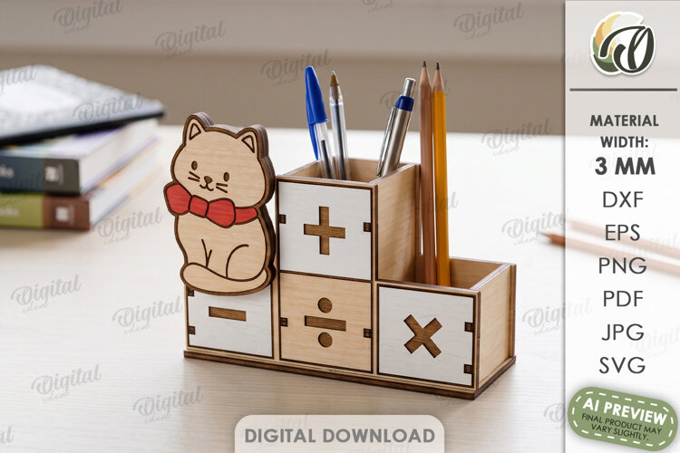 3D School Desk Organizer Laser Cut. Pencil Holder SVG example image 1