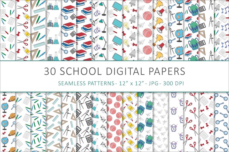 School Hand Drawn digital paper