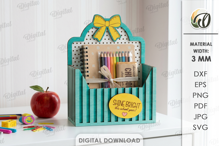 3D Back to School Box Laser Cut. Gift box SVG. Shine bright
