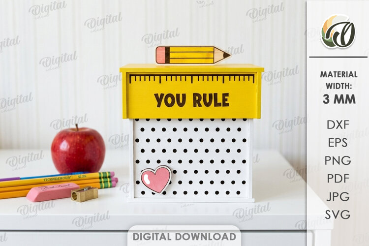 3D Back to School Box Laser Cut. Gift box SVG. You rule example image 1