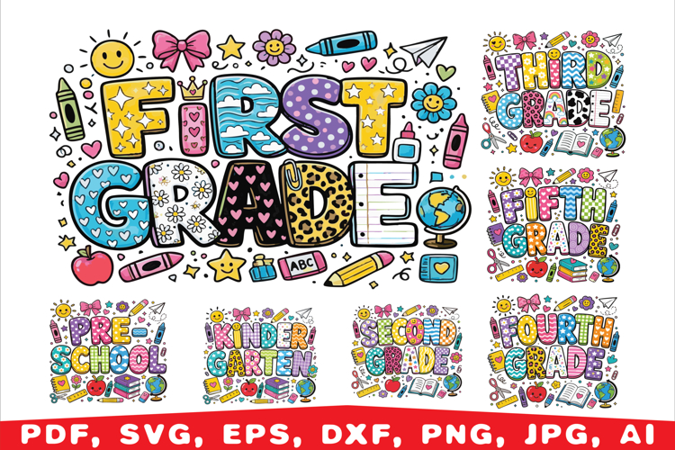 back to school, school grades svg, first day school