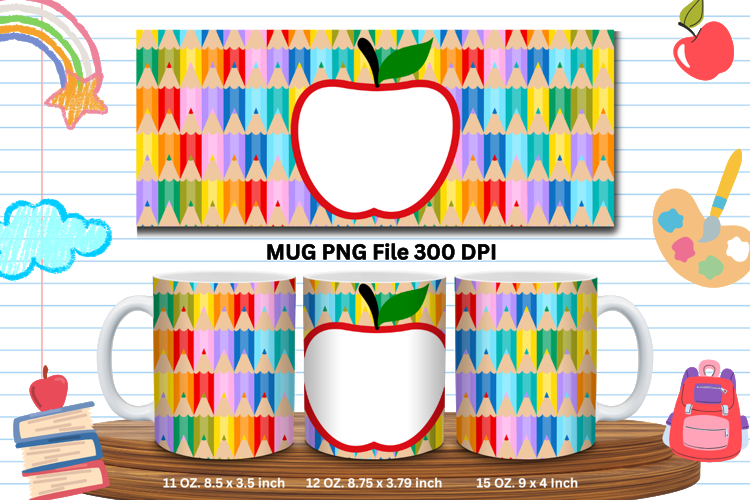 11oz & 15oz Mug School Design Teacher Pencil Back to School