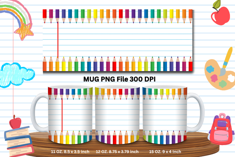 11oz & 15oz Mug School Design Teacher Pencil Back to School