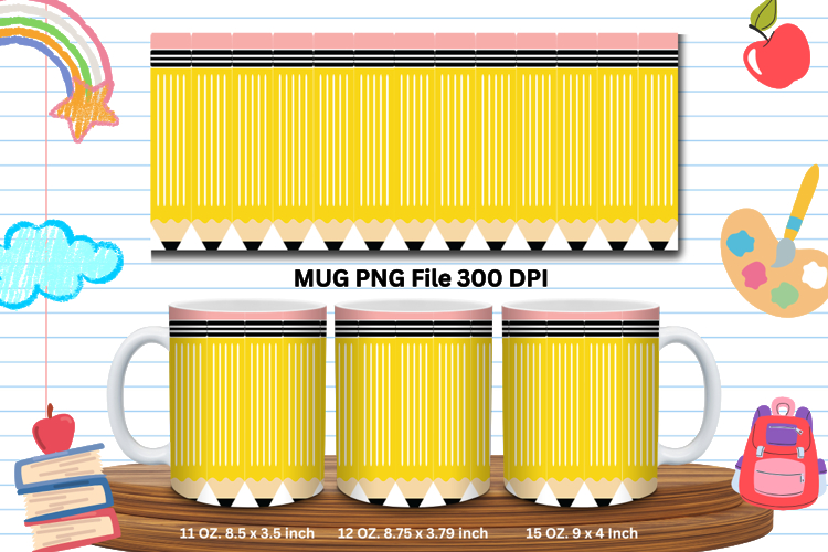 11oz & 15oz Mug School Design Teacher Pencil Back to School