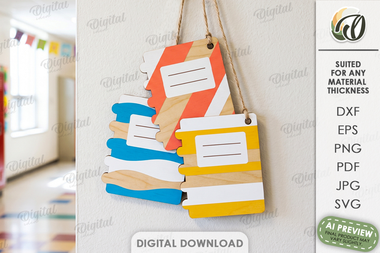 School Ornaments Laser Cut. Classroom Wall Hanger SVG
